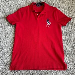 Polo Ralph Lauren Shirt Custom Slim Fit American Flag Big Pony for women